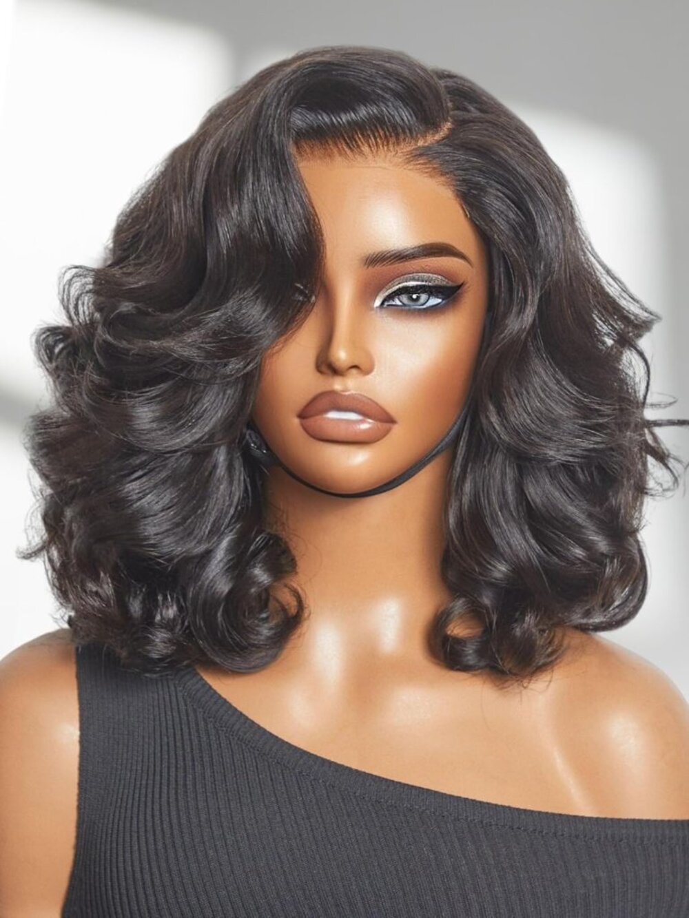 12 Inch Loose Body Wave Protective Wig - 100% Human Hair, HD Lace, Natural Look